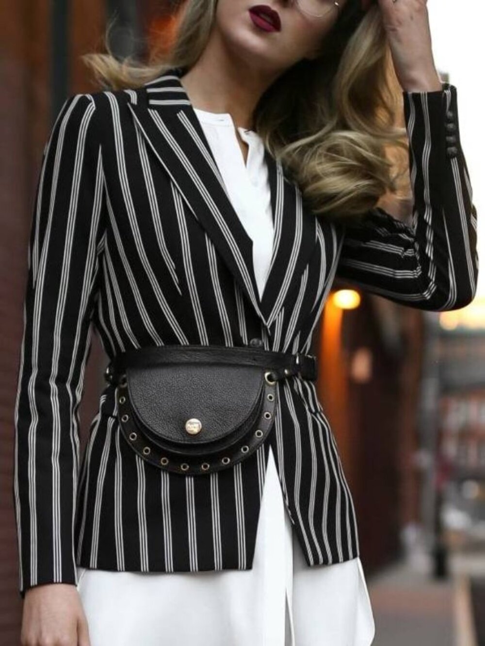 Veronica Beard Petra Black & White Striped Button Blazer